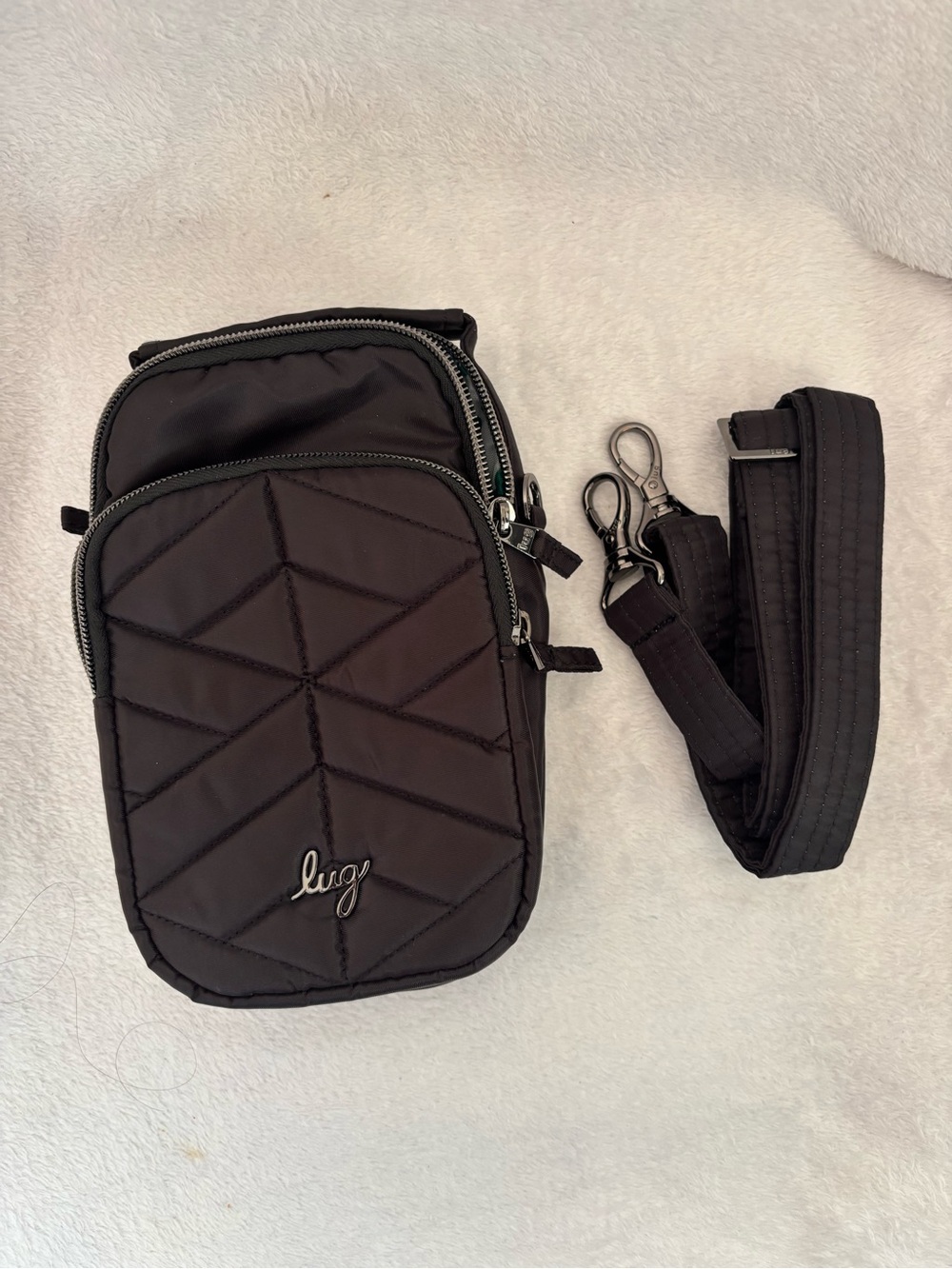 Lug Skeeter Mini Crossbody - Black w/ Green & White Lining